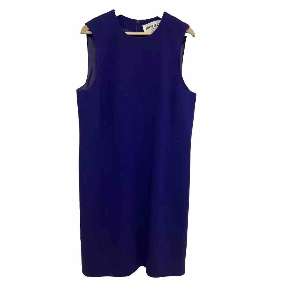 RICHILENE Women Vintage Sleeveless Shift Dress Purple Made in USA Size L